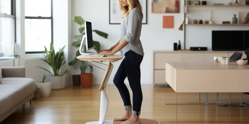 Standing Desk Mat, RUMIA Anti Fatigue Mat with Foot Massage Roller Ball,  Not-Flat Comfort Floor Mat Ergonomic Standing Mat for Standing Desk Office